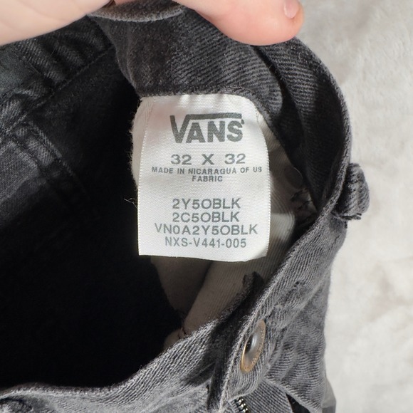 Vans Off The Wall Mens Jeans 32x32 Black Straight Leg Distressed Zip Fly‎ - Picture 3 of 7